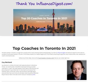 InfluenceDigest.com website image of Top 20 Toronto Life Coach Guy Reichard